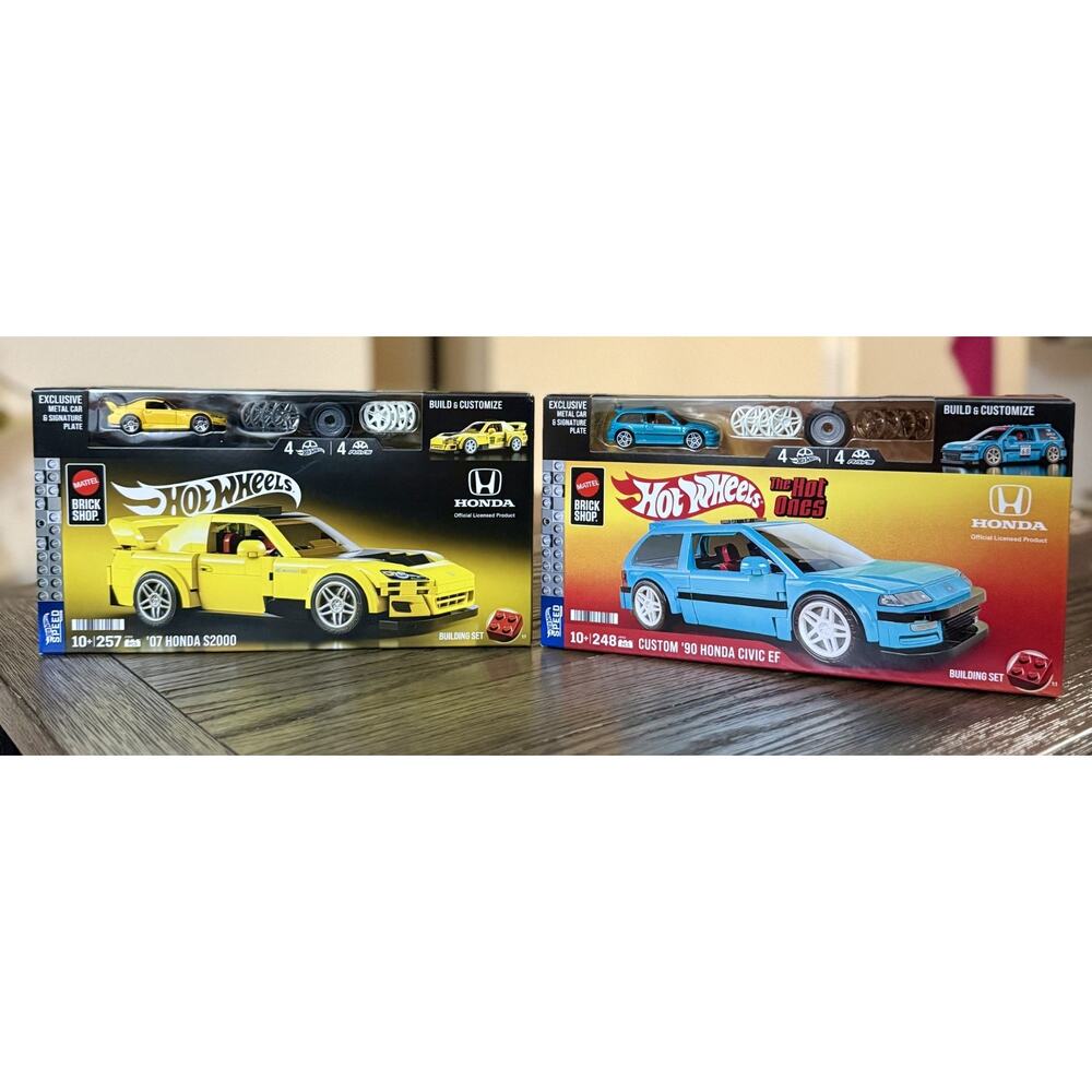 Mattel Brick Shop Hot Wheels 90 Honda Civic EF & 07 Honda S2000 Building Toy Kit